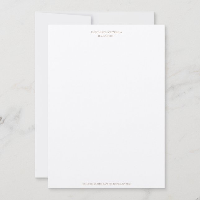 Letterhead for Church of Yeshua Jesus Christ Thank You Card (Front)