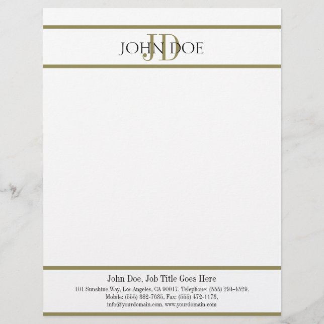 Letterhead Gold Monogram Matches Business Card (Front)