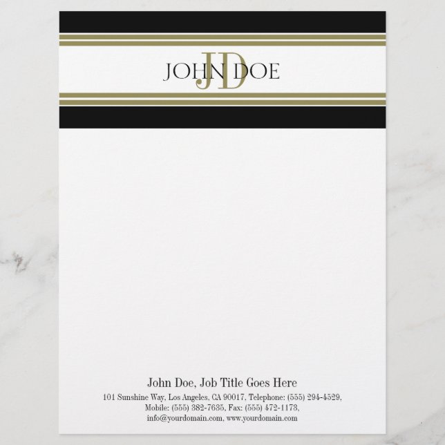 Letterhead Gold Monogram Matching Business Card (Front)