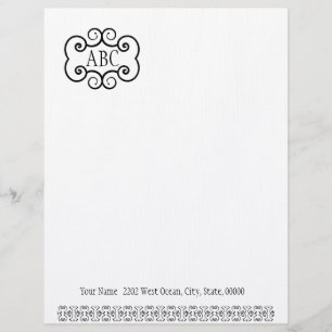 Letterhead Stationery Linen Paper/ White Monogram