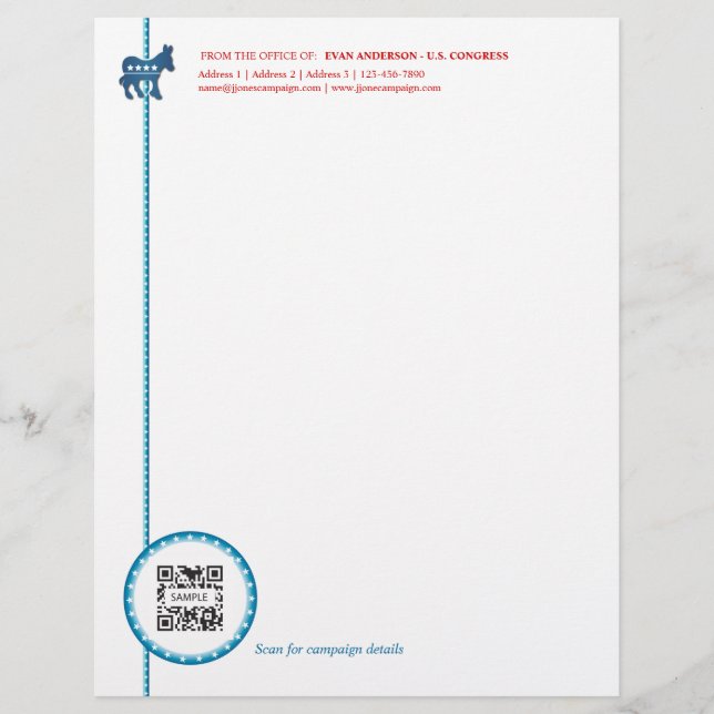 Letterhead Template Democrat Donkey (Front)