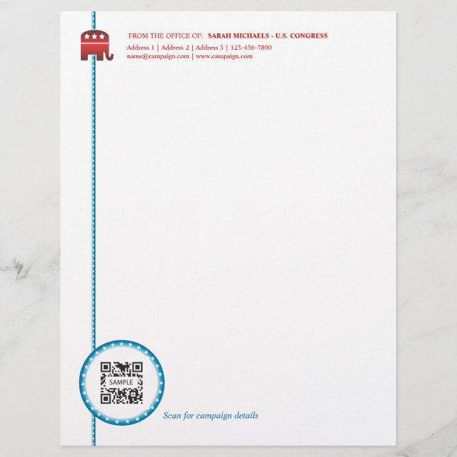Letterhead Template Republican Elephant (Front)