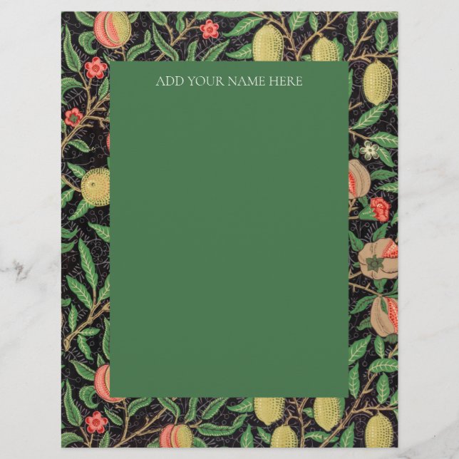 LETTERHEAD : WILLIAM MORRIS : "POMEGRANATES" (Front)