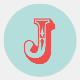 LetterI J carnival style monogram initial favour Classic Round Sticker