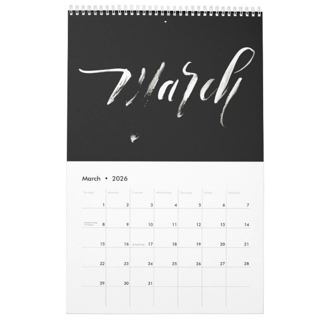 Lettering Calendar 2018 (Mar 2026)