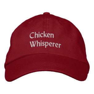 Lettering Chicken Whisperer in White Embroidered Hat