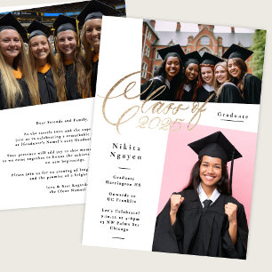 Lettering Class of 2025   3 Photo Graduate Party Announcement