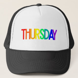 Lettering Design ‘Thursday’ in Rainbow Colors Trucker Hat