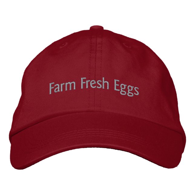 Lettering Farm Fresh Eggs in Grey Embroidered Hat (Front)