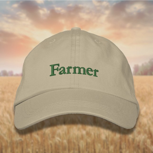 Lettering Farmer in Backyard Green Embroidered Hat (Creator Uploaded)