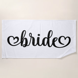 Lettering Hearts Bride Beach Towel