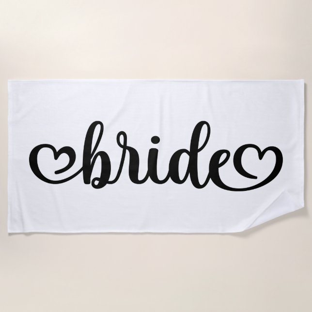 Lettering Hearts Bride Beach Towel (Front)