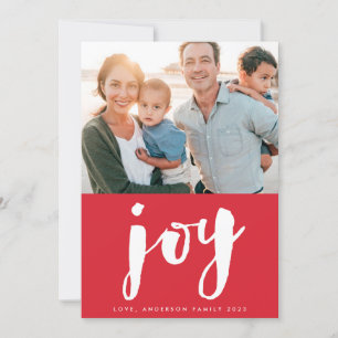 Lettering JOY Red Tag Christmas Photo Holiday Card