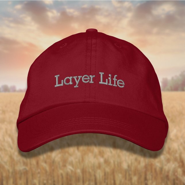 Lettering Layer Life in Grey Embroidered Hat (Creator Uploaded)