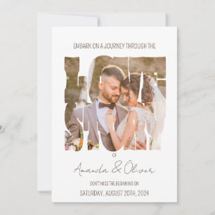 Lettering Love Story Photo Wedding Invitation