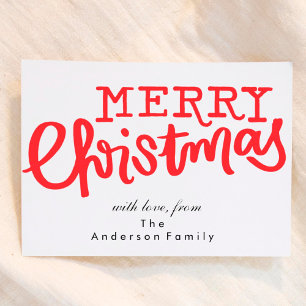 Lettering Merry Christmas Holiday Postcard
