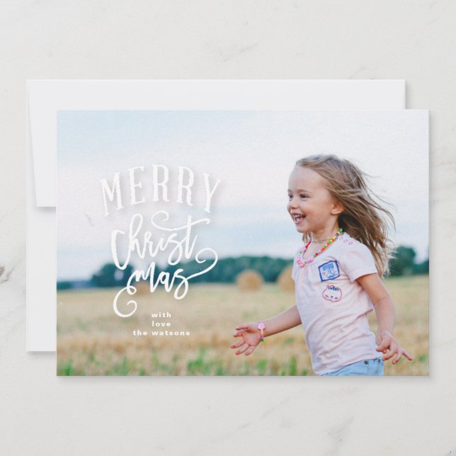 Lettering Merry Christmas Photo Holiday Card (Front)