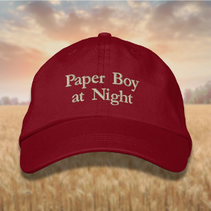 Lettering Paper Boy at Night Embroidered Hat