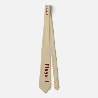 Lettering Player 1 in Deep Red on Beige Tie