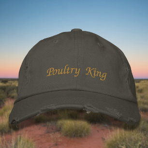 Lettering Poultry King in chicken brown Embroidered Hat