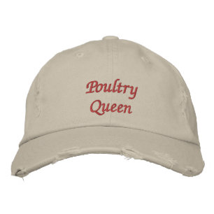 Lettering Poultry Queen in strawberry red Embroidered Hat