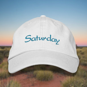 Lettering Saturday in California Blue Embroidered Hat