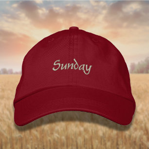 Lettering Sunday in Baguette Color Embroidered Hat