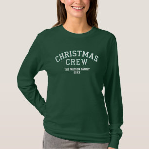 Letterman Christmas Crew Collegiate Family Name T-Shirt