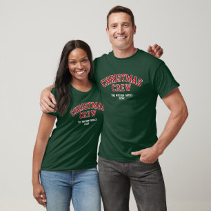 Letterman Christmas Crew Collegiate Family Name T-Shirt