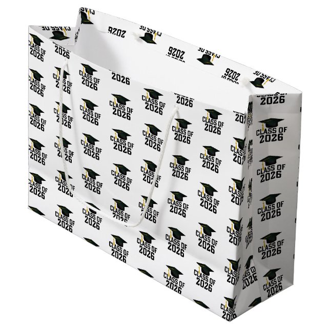 Letterman Class of 2026 Graduation Large Gift Bag (Front Angled)