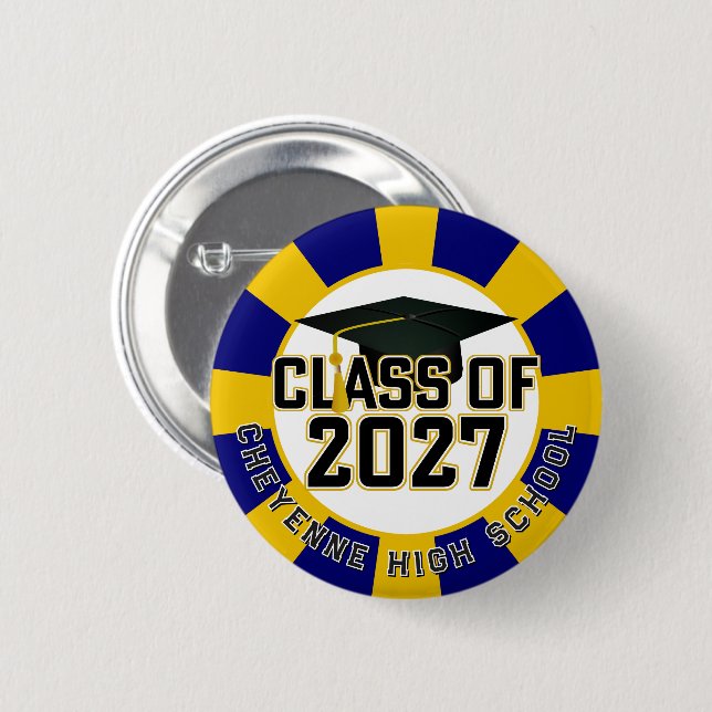 Letterman Class of 2027 Graduation 6 Cm Round Badge (Front & Back)