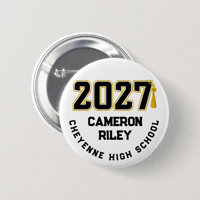 Letterman Class of 2027 Graduation 6 Cm Round Badge (Front & Back)