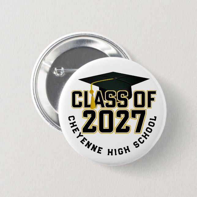 Letterman Class of 2027 Graduation 6 Cm Round Badge (Front & Back)
