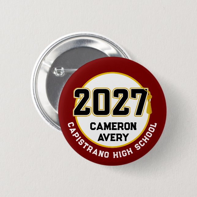 Letterman Class of 2027 Graduation 6 Cm Round Badge (Front & Back)