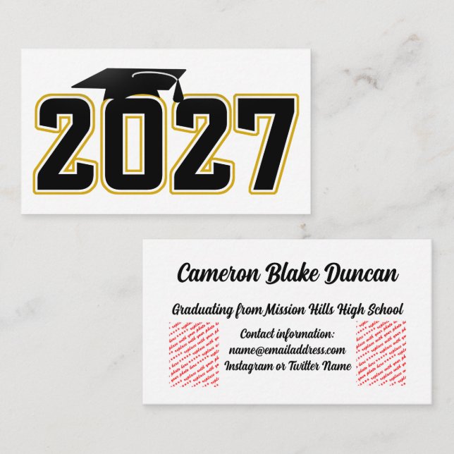 Letterman Class of 2027 Graduation Business Card (Front/Back)