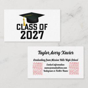 Letterman Class of 2027 Graduation Business Card