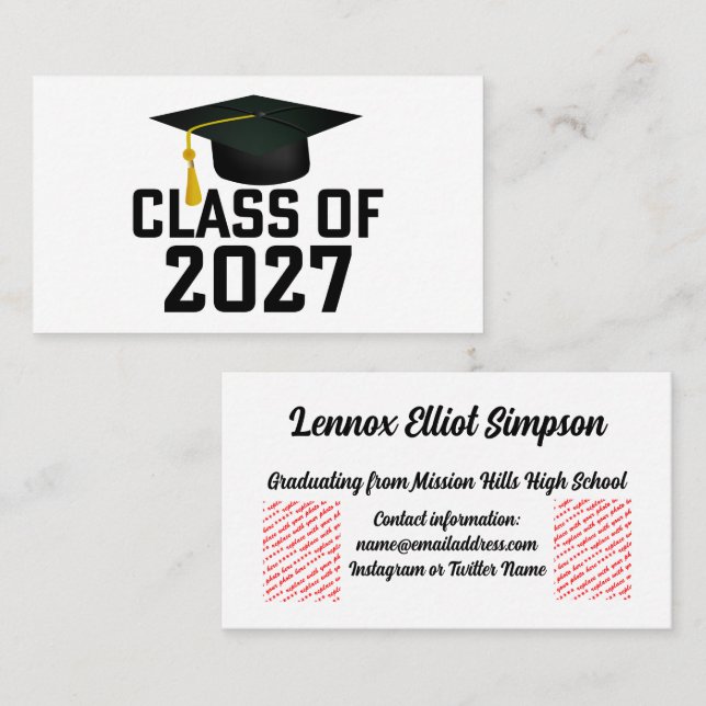 Letterman Class of 2027 Graduation Business Card (Front/Back)
