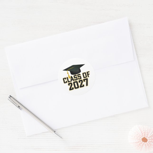 Letterman Class of 2027 Graduation Classic Round Sticker (Envelope)