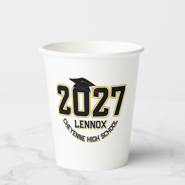 Letterman Class of 2027 Graduation Paper Cups (Front)