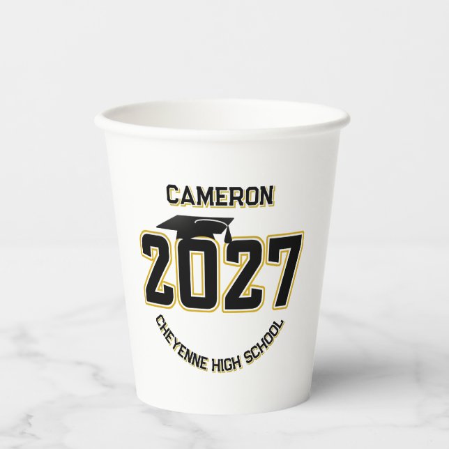 Letterman Class of 2027 Graduation Paper Cups (Front)