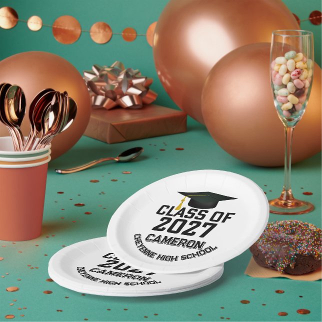 Letterman Class of 2027 Graduation Paper Plate (Multi)
