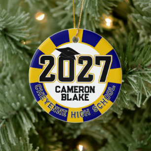 Letterman Class of 2027 Photo Graduation Ceramic Tree Decoration