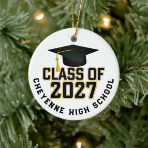 Letterman Class of 2027 Photo Graduation Ceramic Tree Decoration