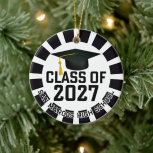 Letterman Class of 2027 Photo Graduation Ceramic Tree Decoration