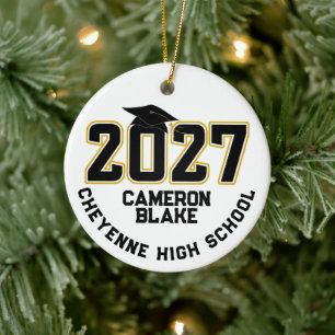 Letterman Class of 2027 Photo Graduation Ceramic Tree Decoration