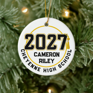 Letterman Class of 2027 Photo Graduation Ceramic Tree Decoration