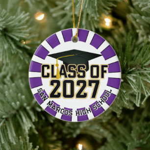 Letterman Class of 2027 Photo Graduation Ceramic Tree Decoration