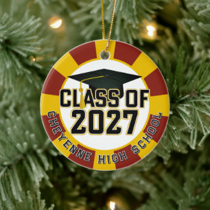 Letterman Class of 2027 Photo Graduation Ceramic Tree Decoration