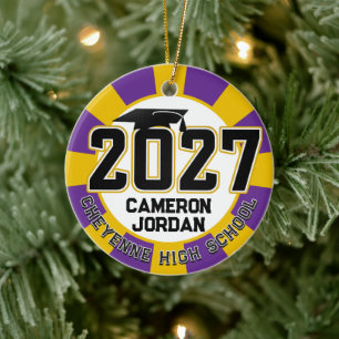 Letterman Class of 2027 Photo Graduation Ceramic Tree Decoration