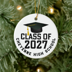 Letterman Class of 2027 Photo Graduation Ceramic Tree Decoration